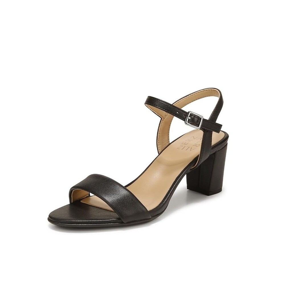 Naturalizer Womens 8.5 W Black Faux Leather Bristol Block Heel Sandals NIB ON8